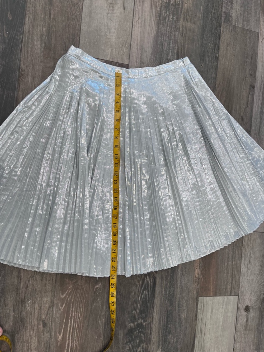 Talbots Metallic Silver Pleated Accordion Skirt holiday festive party Sz 10 - Picture 5 of 12